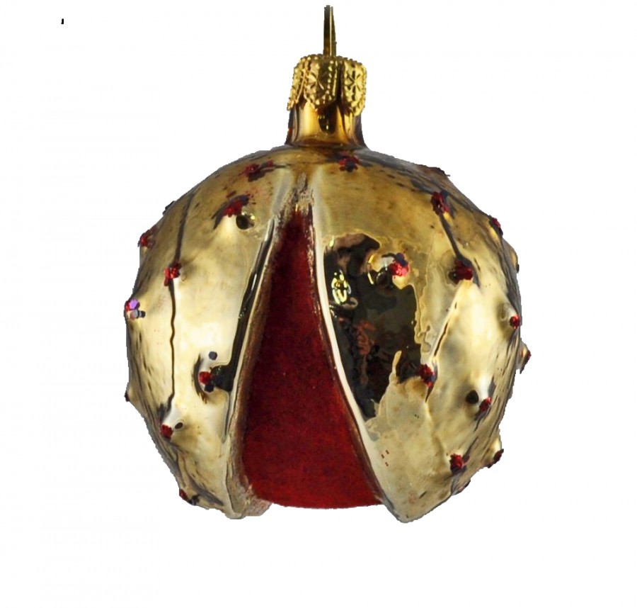 Kastanie aus Glas – goldener Christbaumschmuck