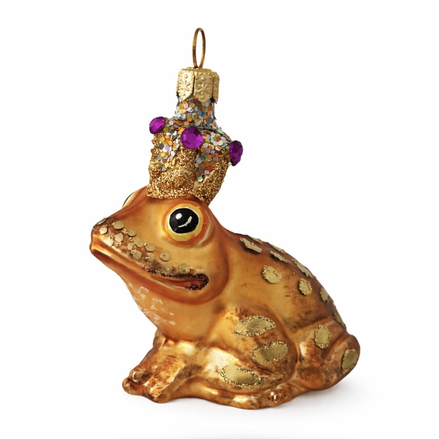 Christbaumschmuck Froschkönig aus Glas- Orange