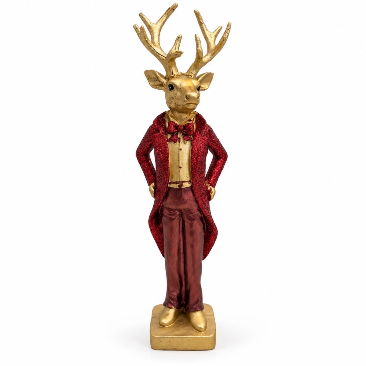 Hirschfigur im roten Frack – Weihnachtsdeko