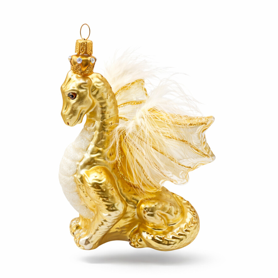 Drache Gold aus Glas – Christbaumschmuck