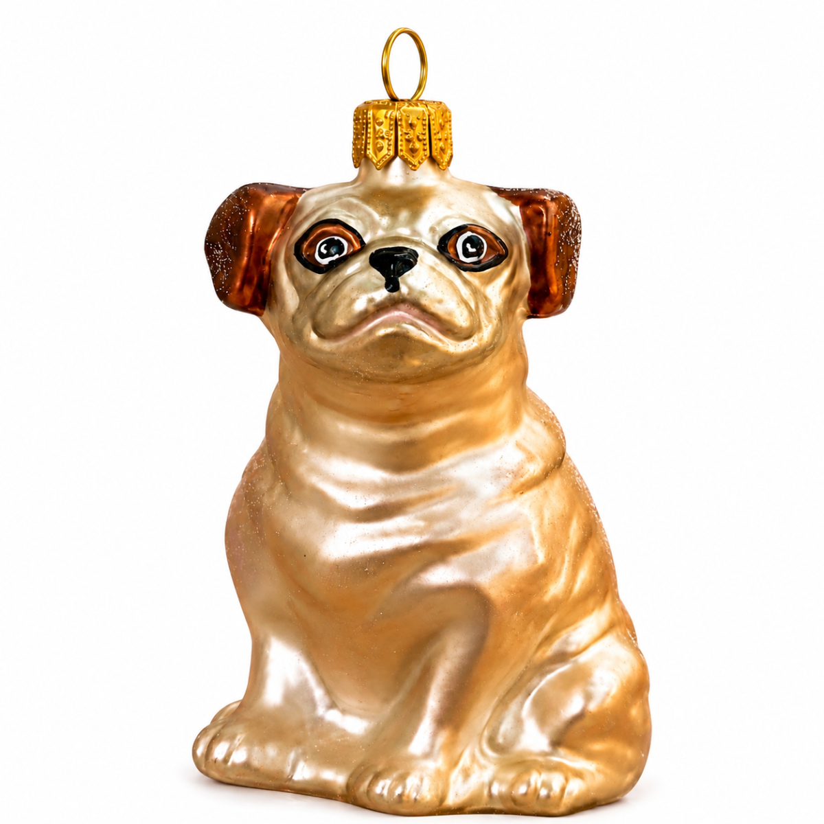 Mops aus Glas – handbemalter Christbaumschmuck