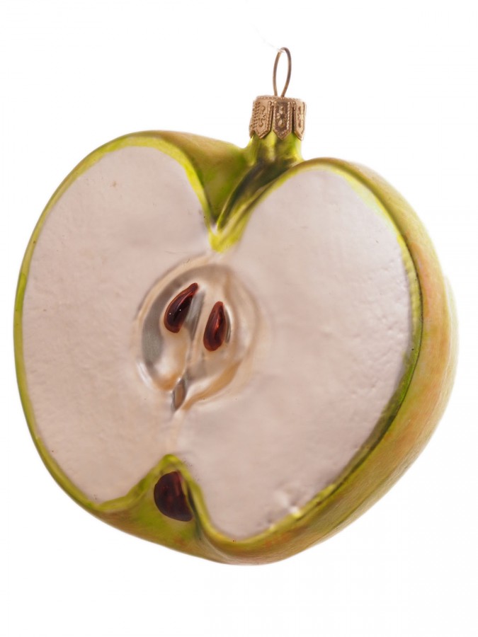 Christbaumschmuck Glas Apfel handbemalt – Weihnachtsanhänger mundgeblasen grün