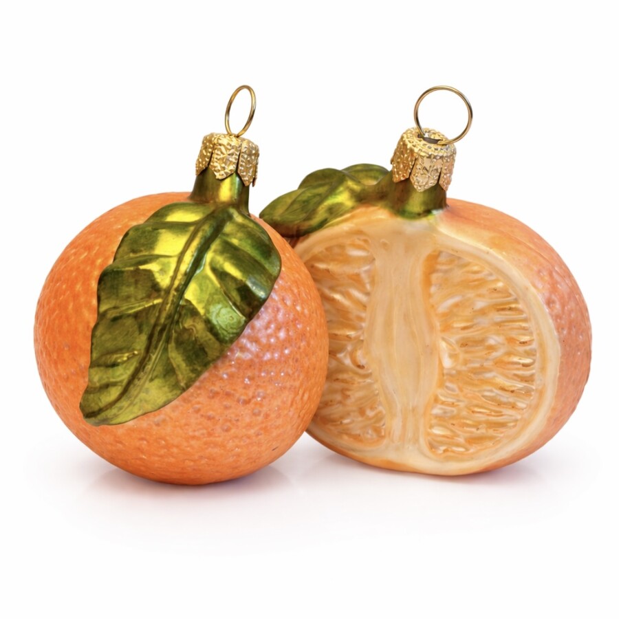 2er Set Mandarinen aus Glas –Christbaumschmuck