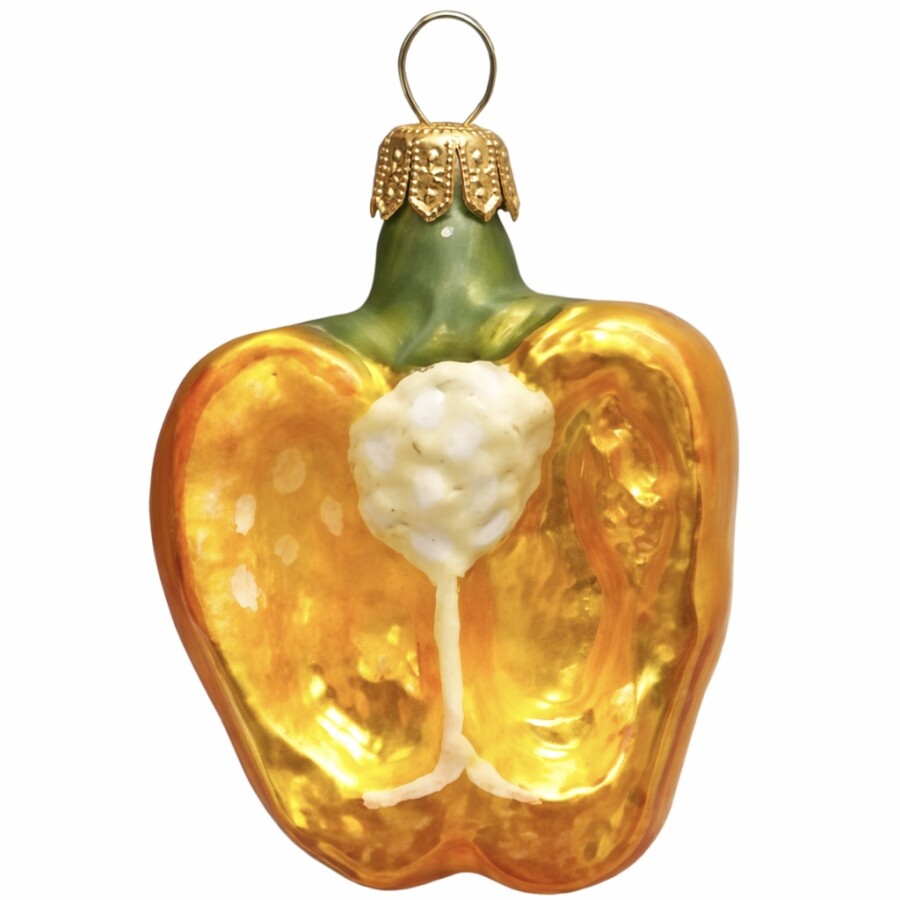 Gelbe Paprika aus Glas – handbemalter Christbaumschmuck