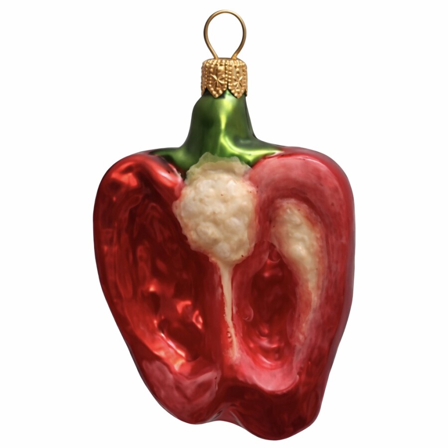 Rote Paprika aus Glas – handbemalter Christbaumschmuck