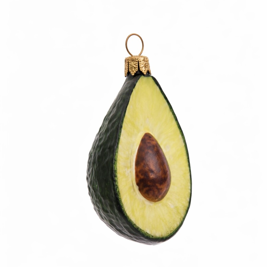 Avocado halbiert aus Glas – Christbaumschmuck