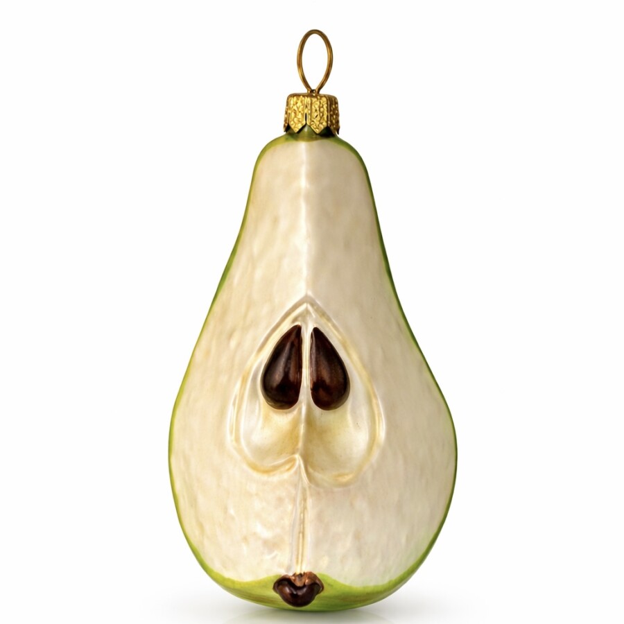 Birnenhälfte aus Glas – Christbaumschmuck