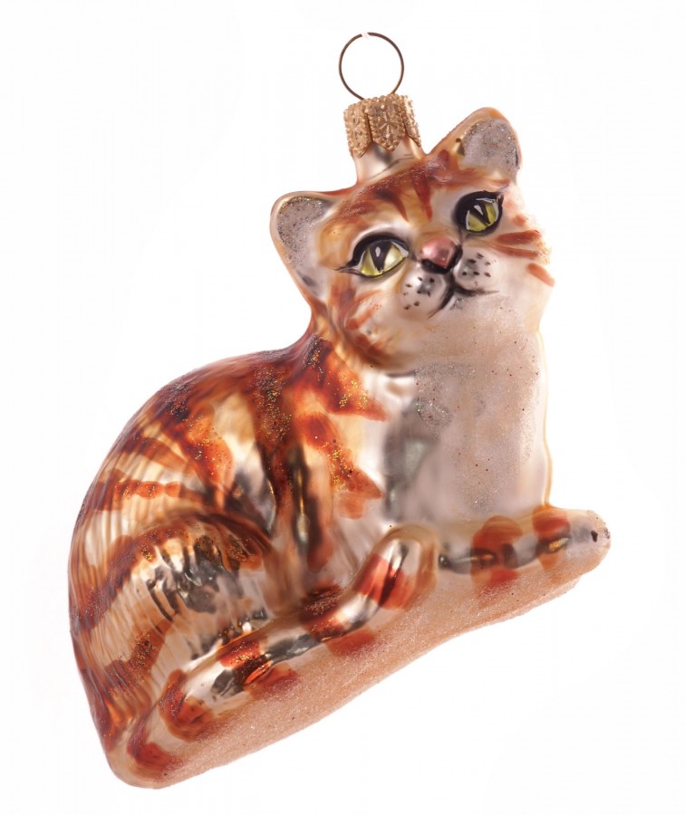 Liegende Katze aus Glas Christbaumschmuck