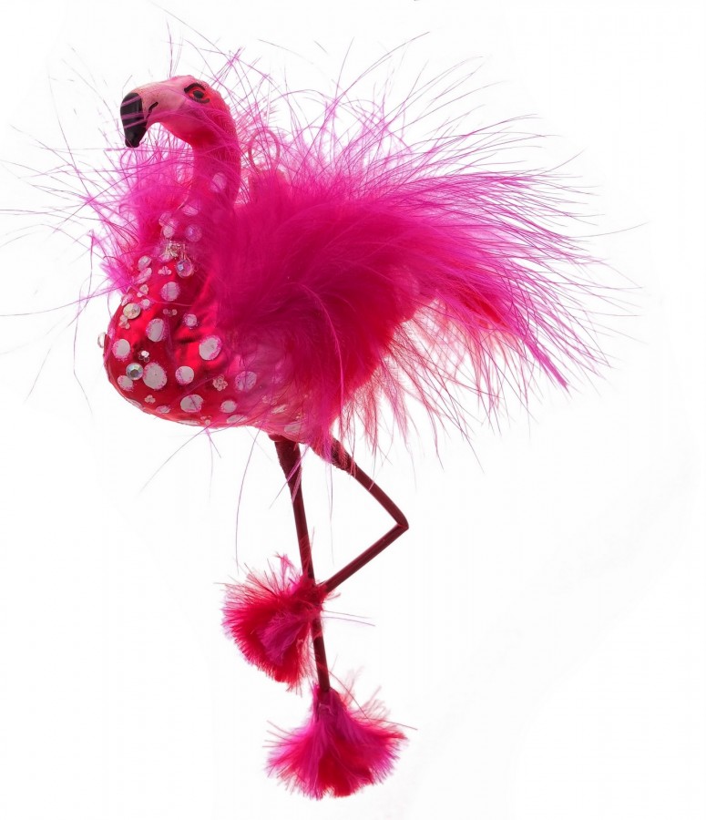 Flamingo pink aus Glas Christbaumschmuck