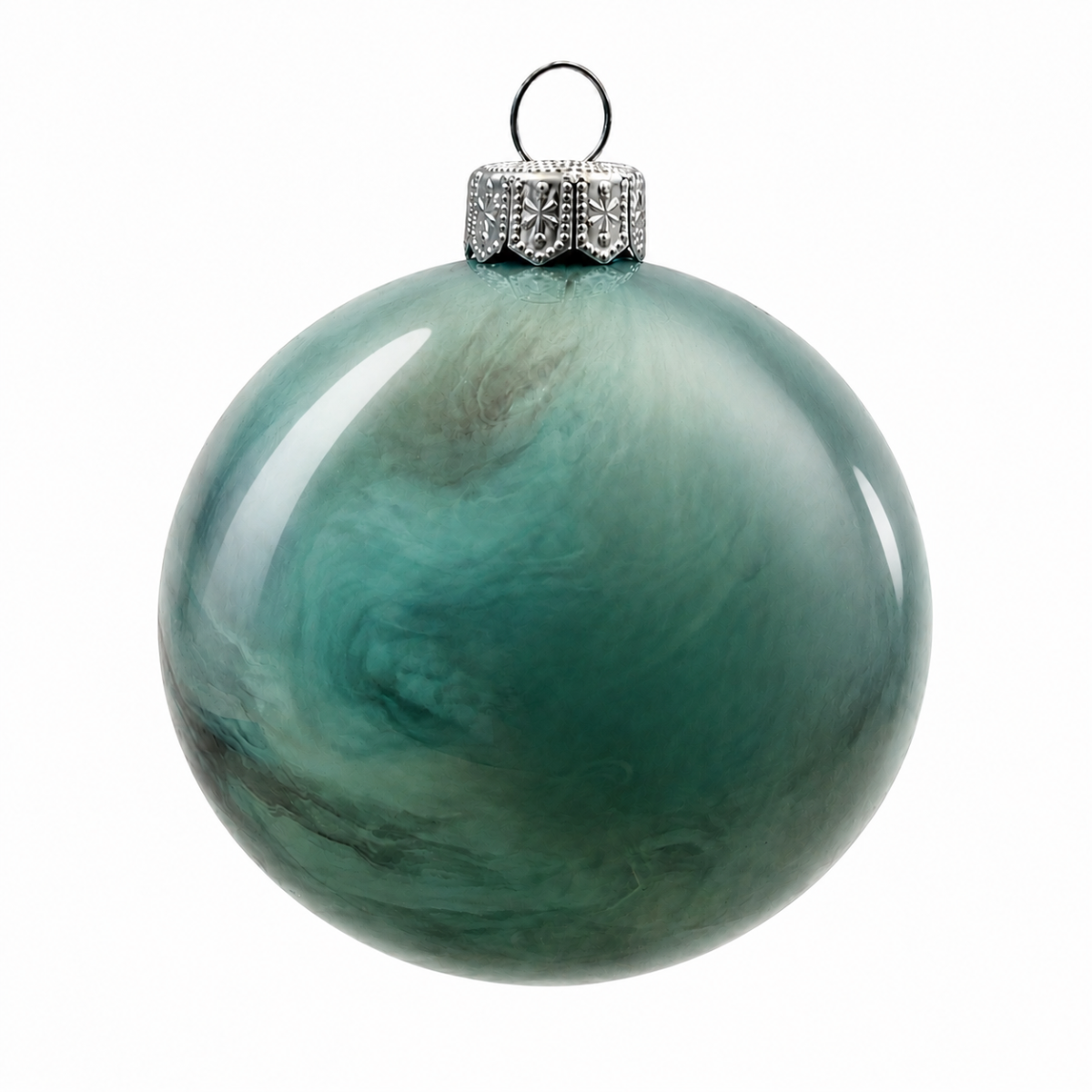 Grüne Weihnachtskugel aus Glas – besondere Gießtechnik