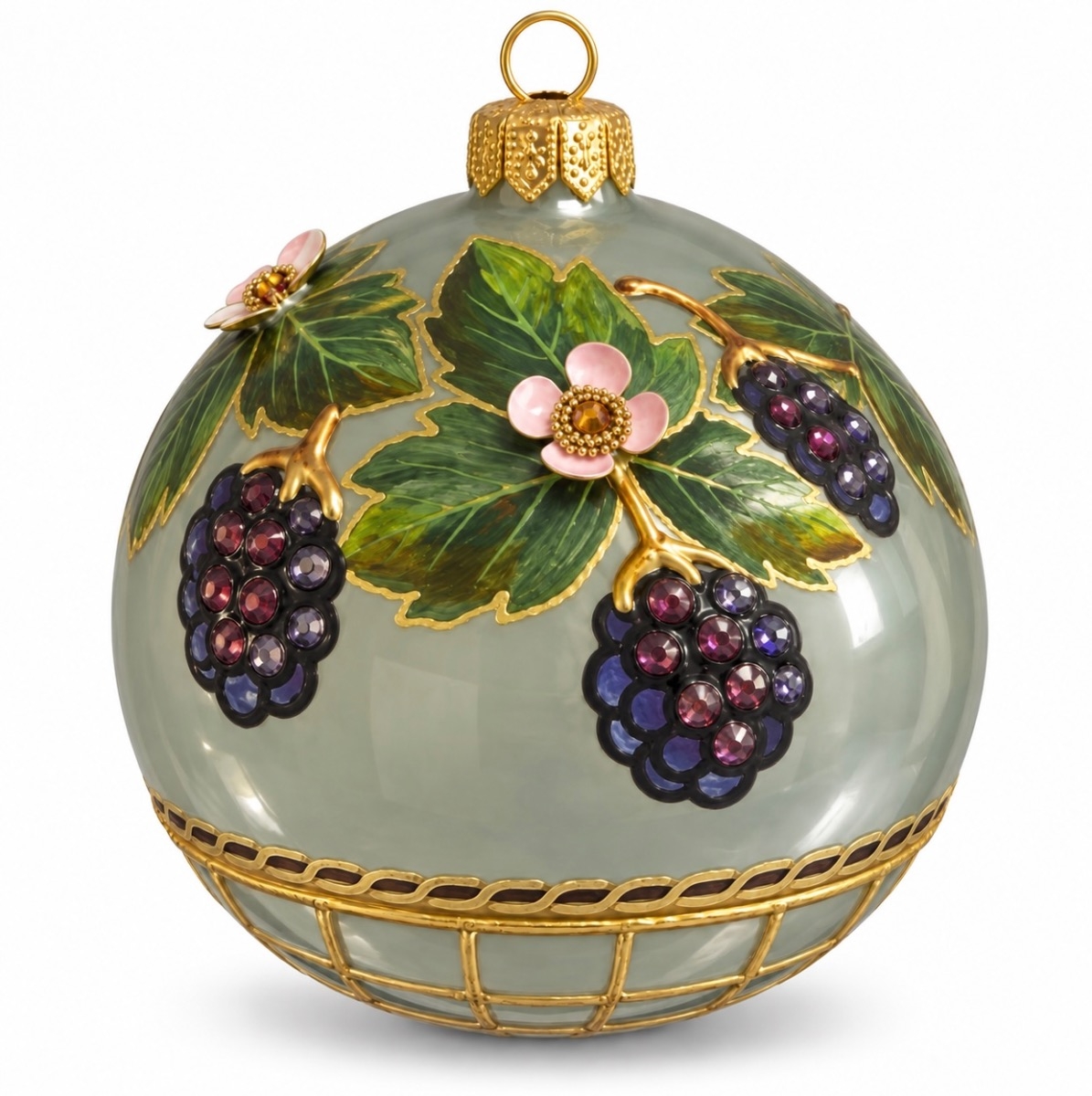 Luxus-Christbaumkugel mit Brombeeren & Schmucksteinen 