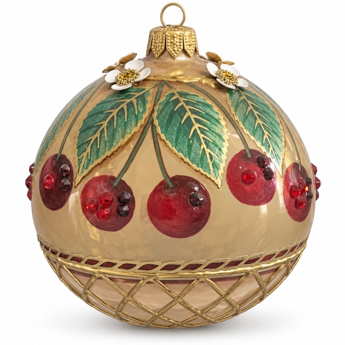Luxus-Christbaumkugel mit Kirschen in 3D-Optik