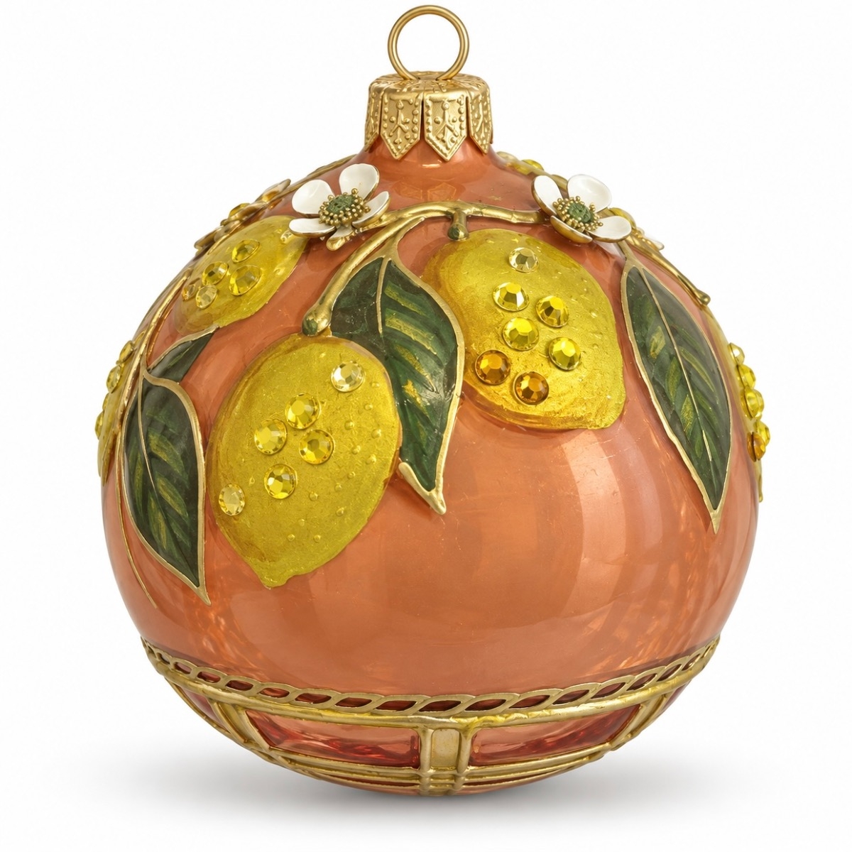 Luxus-Christbaumkugel mit Zitronen in 3D-Optik 