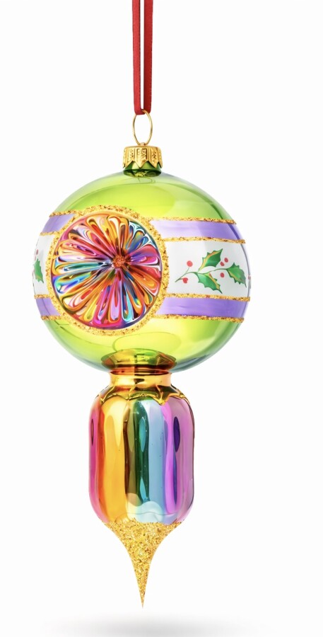 Huras Family Christbaumschmuck aus Glas – Grün Multicolor mit Tropfenanhänger