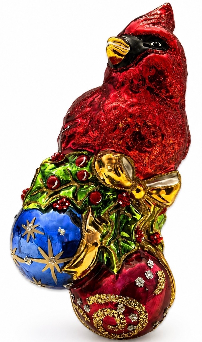Roter Kardinalvogel–Christbaumschmuck aus Glas Huras Family