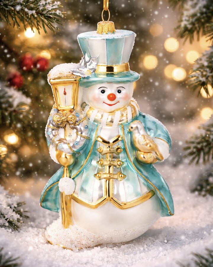 Schneemann Christbaumschmuck aus Glas-Huras Family