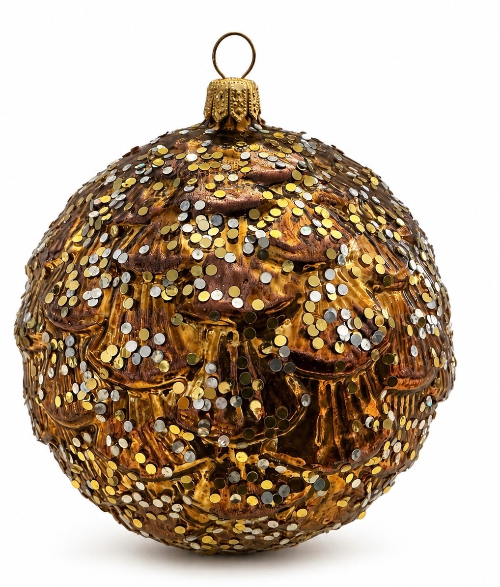 Weihnachtskugel Gold mit Pailletten – Huras Family