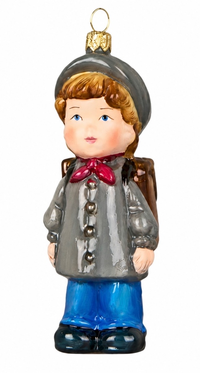 Schuljunge mit Ranzen-Christbaumschmuck