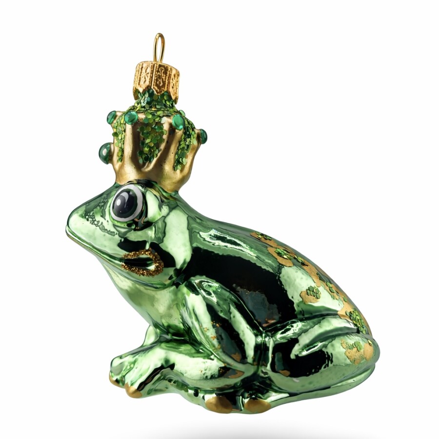 Christbaumschmuck Froschkönig aus Glas-Grün