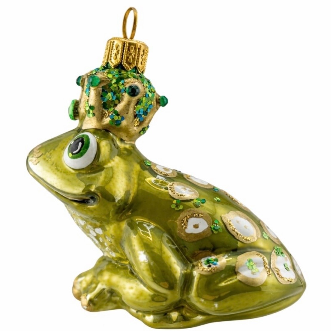 Christbaumschmuck Froschkönig aus Glas-hell Grün