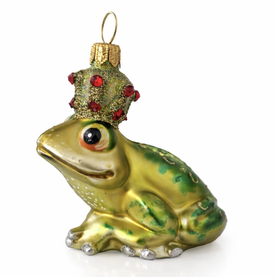 Christbaumschmuck Froschkönig aus Glas – Gelb/Grün