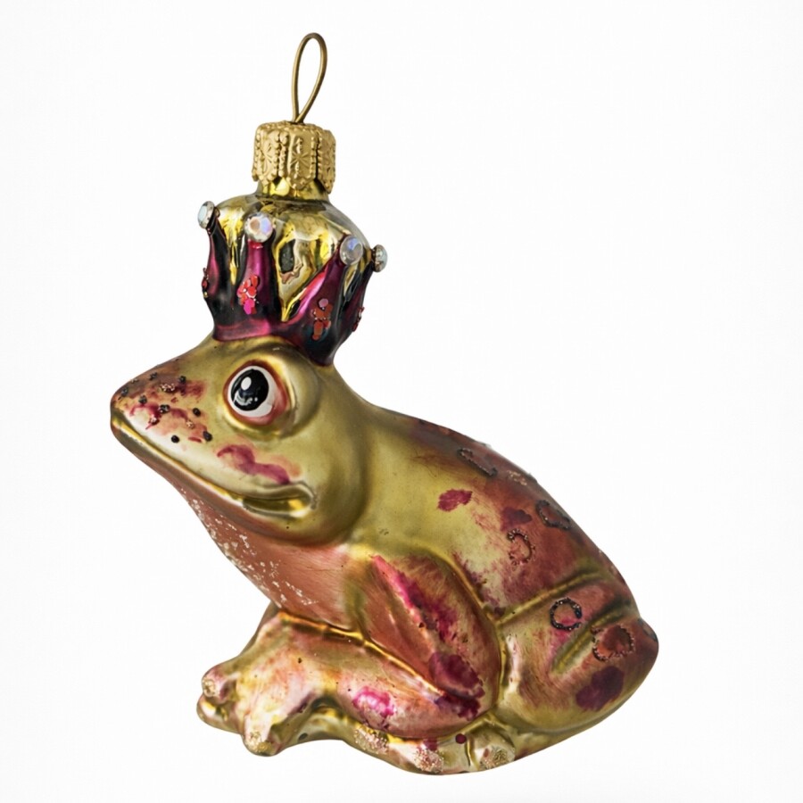 Christbaumschmuck Froschkönig aus Glas – Rosa