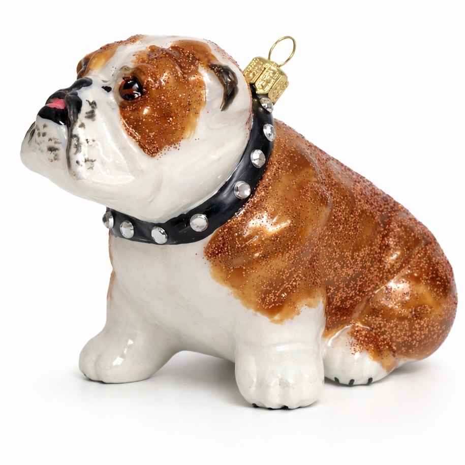 Englische Bulldogge aus Glas – Christbaumschmuck
