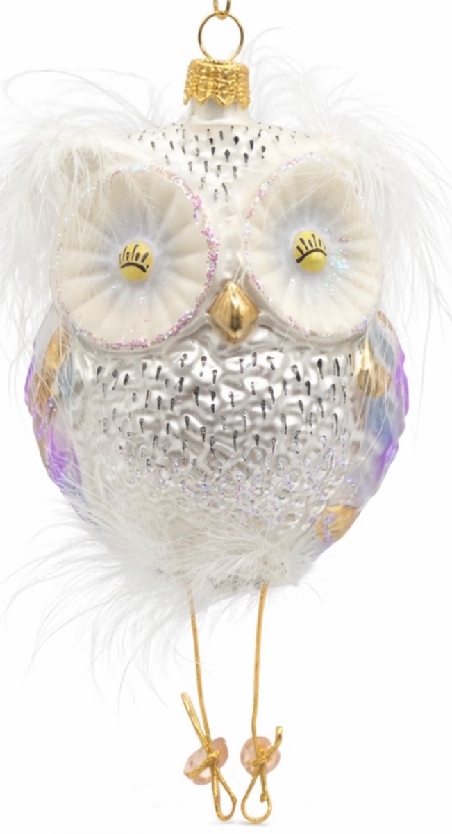Schneeeule Christbaumschmuck aus Glas