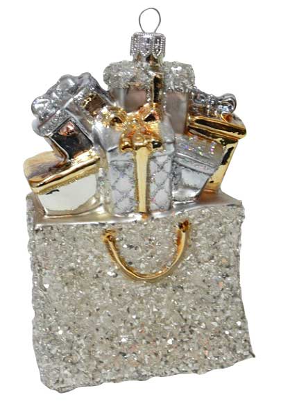 Weihnachtstüte mit Geschenken-Christbaumschmuck aus Glas