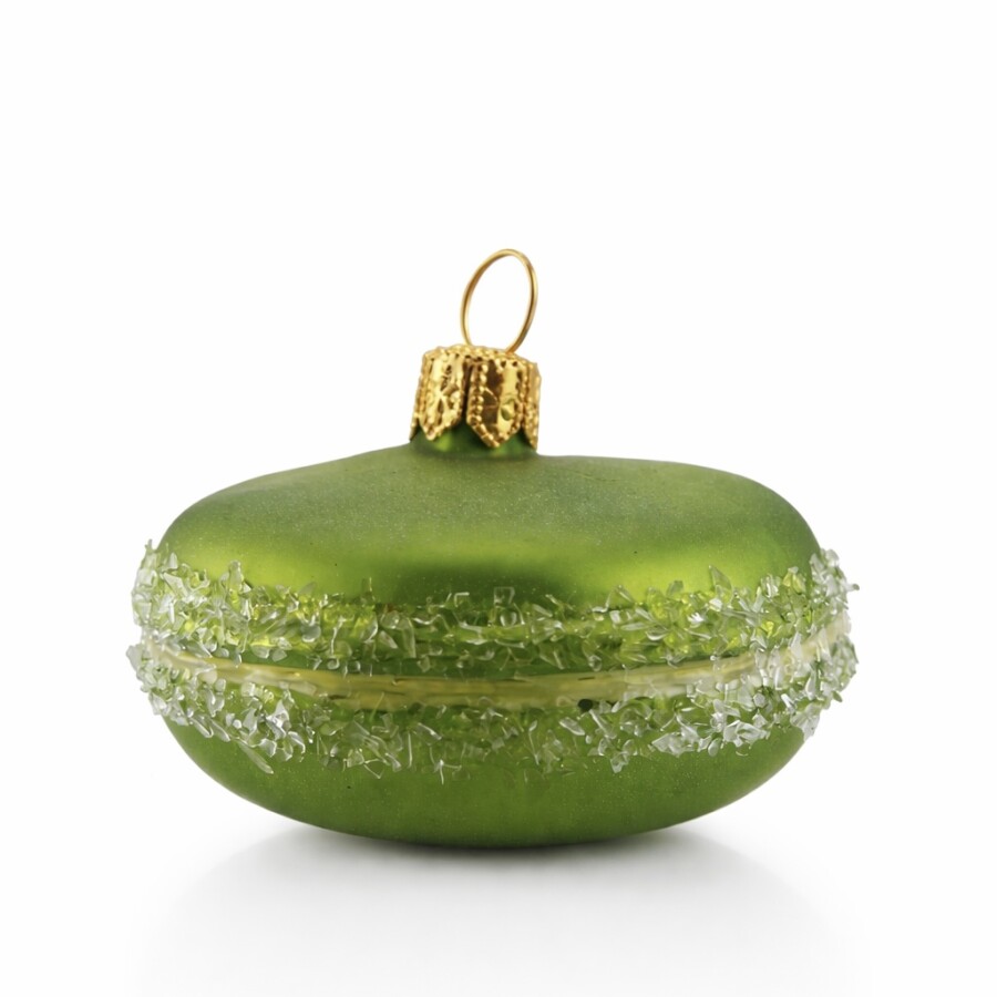 Pistazienmacaron aus Glas-Christbaumschmuck