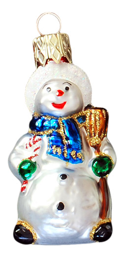 Mini Schneemann mit Besen - Christbaumschmuck