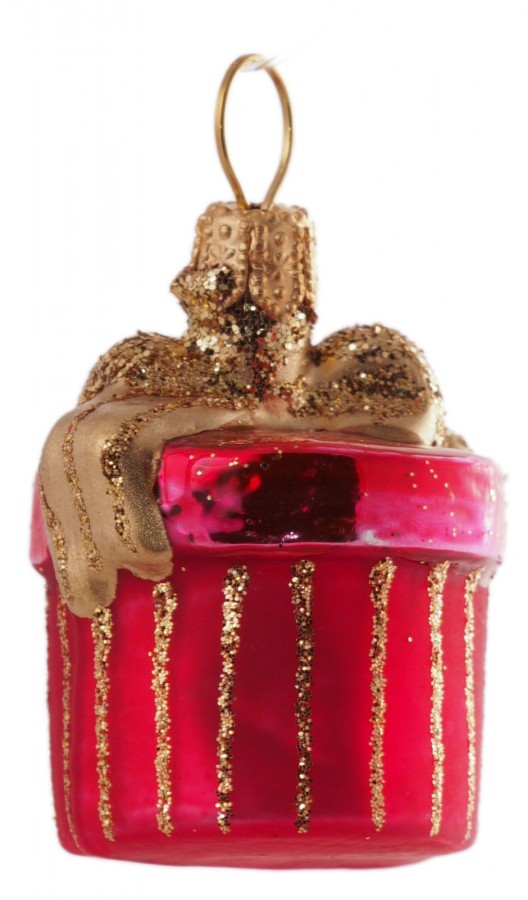 Christbaumschmuck Geschenk rot-gold – Glas