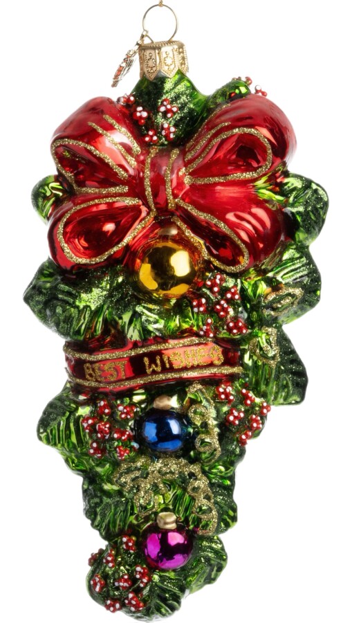 Tannenzweig geschmückt-Christbaumschmuck aus Glas