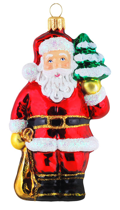 Weihnachtsmann mit Tannenbaum-Christbaumschmuck aus Glas