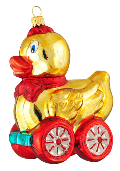 Spielzeugente glänzend-Christbaumschmuck aus Glas