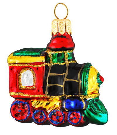 Mini Lokomotive-Christbauschmuck aus Glas