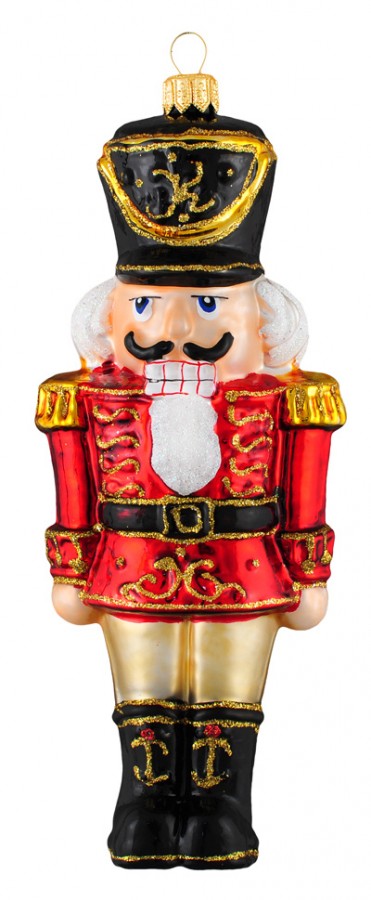 Nussknacker Christbaumschmuck aus Glas – Rot