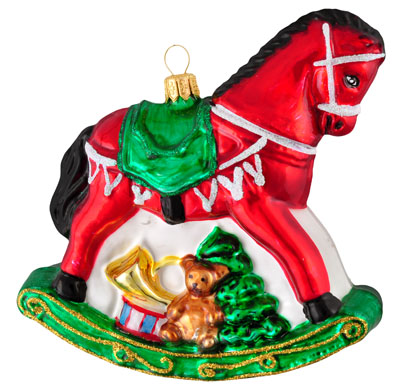 Schaukelpferd aus Glas – nostalgischer Christbaumschmuck Weihnachten