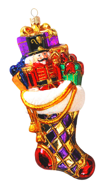 Weihnachtssocke Christbaumschmuck aus Glas 