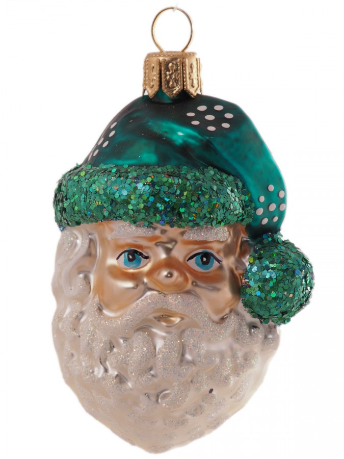 Weihnachtsmann in Türkis aus Glas – Christbaumschmuck