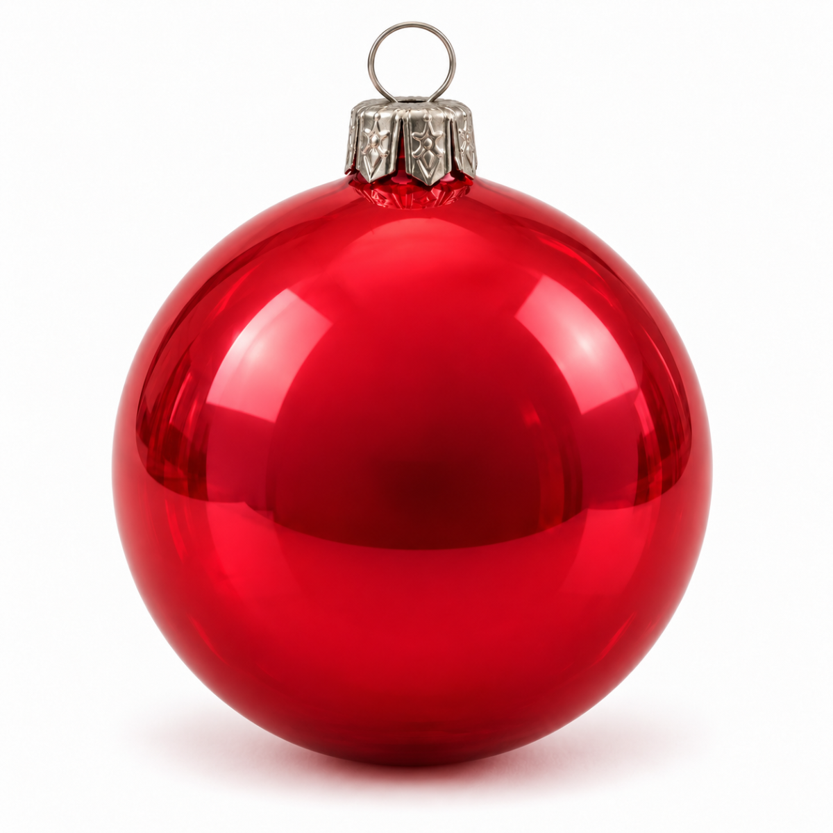 Koralrote Glas-Weihnachtskugeln, 4er-Packung – 10 cm